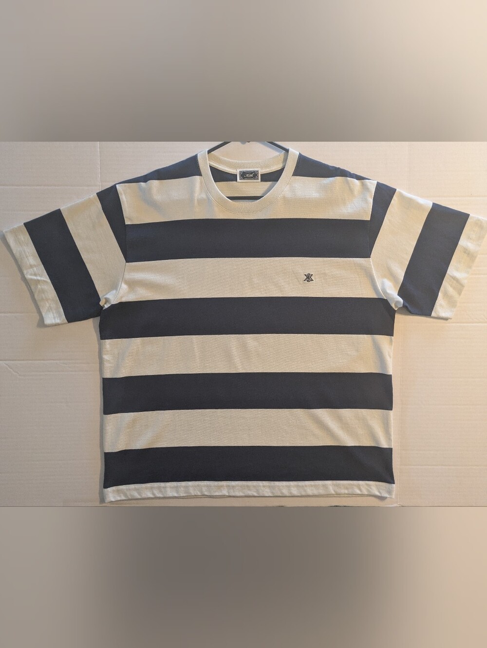 Kith Men's Wide Stripe Crewneck T-Shirt in Navy & Cream